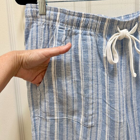 Roxy Women's Linen Blend Cargo Pant Size L Blue Coastal Boho Lightweight (NEW) - Picture 4 of 16